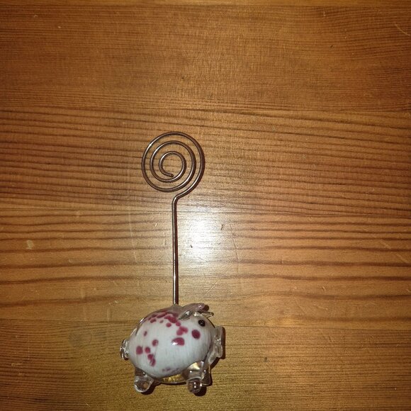 Blown Glass Pig note holder from Pier 1 Import - Picture 2 of 8